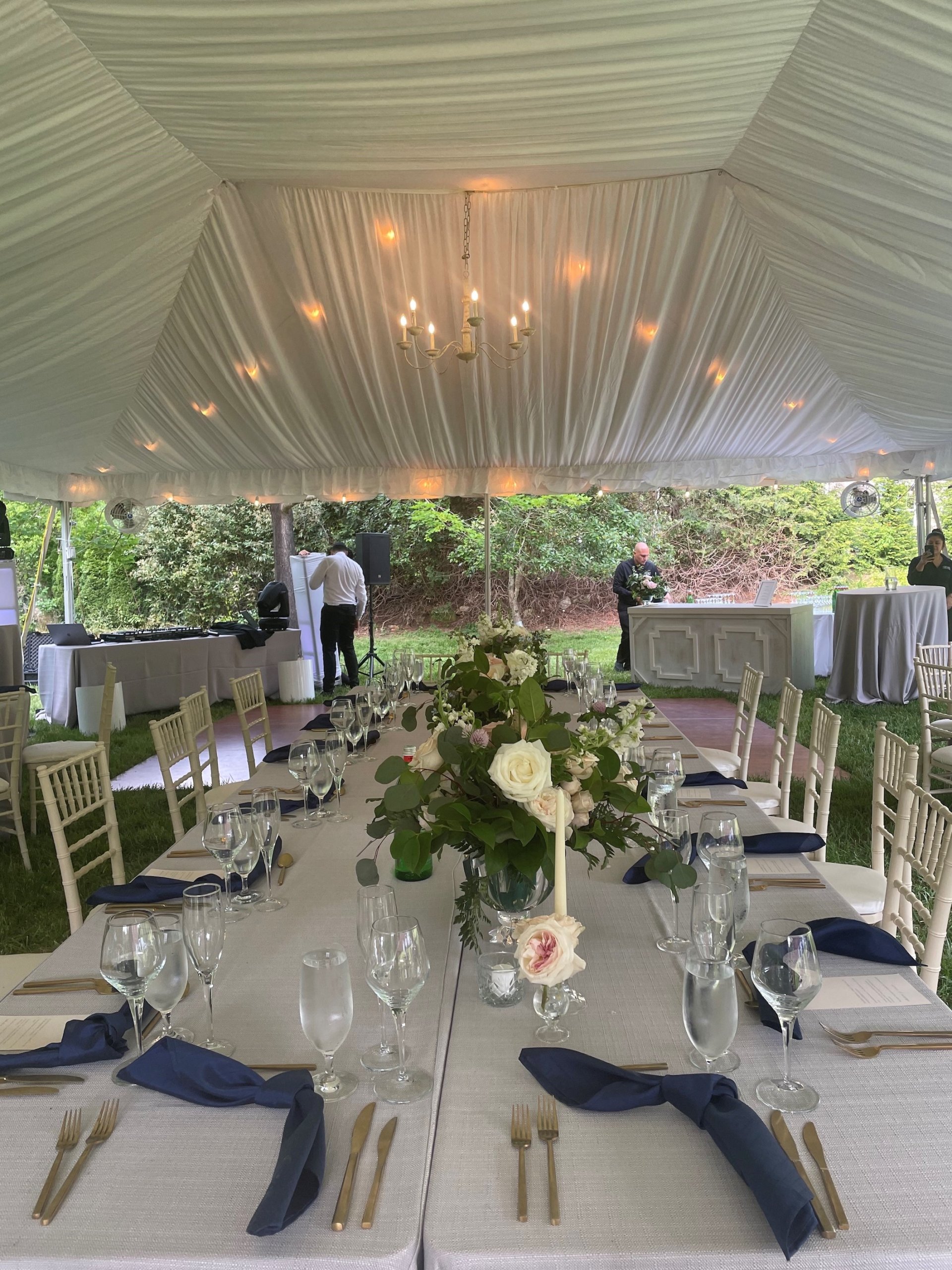 30X45FRAME W LINER AND CHANDELIERS scaled - Frame Tents