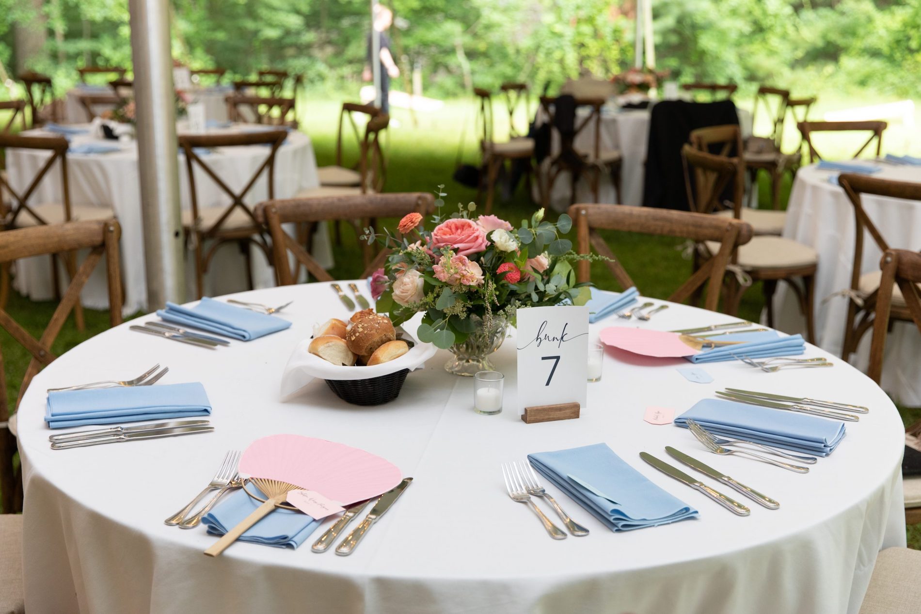 table set up with silverware - Tables and Chairs